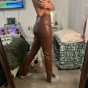 Brown leather pants
